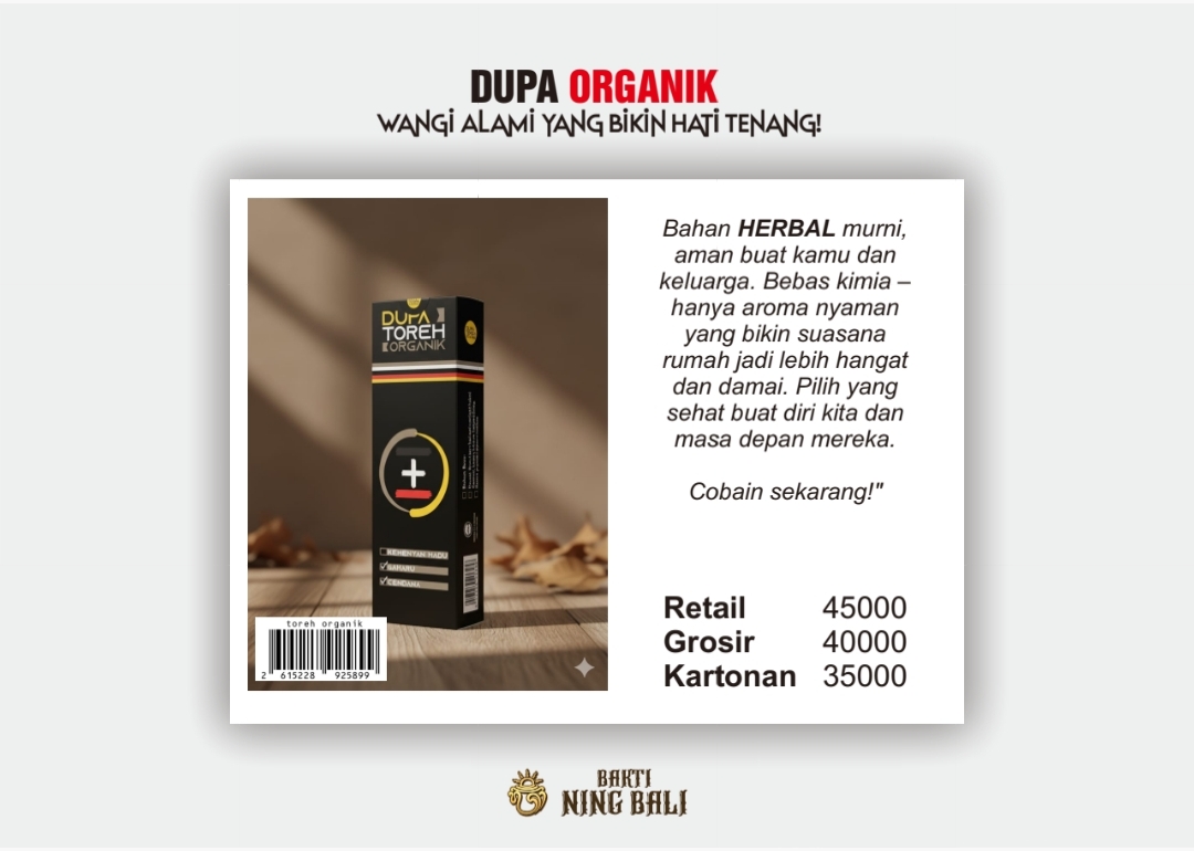 Kesehatan Anda jauh lebih berharga dari pada uang yang anda keluarkan...beralih sekarang, gunakan toreh organik